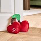 OHS Weighted Door Stop Heart Cherry Matte Velvet Decorative Stoppers
