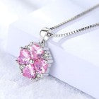 925 Sterling Silver Crystal Pink Heart Necklace Stud Earrings Womens Jewellery