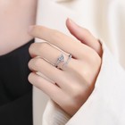 925 Sterling Silver Crystal Heart Adjustable Ring Women Girls Jewellery Gift UK