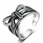 Women Girls Elegant Bow Tie Adjustable Ring 925 Sterling Silver Jewellery Gift U