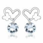Women 925 Sterling Silver Crystal Heart Butterfly Stud Earrings Valentine's Gift