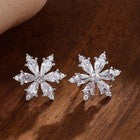 925 Sterling Silver Crystal Snowflake Stud Earrings Womens Girls Christmas Gift