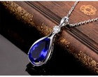 Blue Crystal Water Drop Pendant Chain Necklace 925 Sterling Silver Jewellery UK