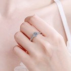 925 Sterling Silver Crystal Stone Adjustable Ring Engagement Women Jewellery UK