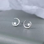 Womens Girls Moon Star Stud Earrings 925 Sterling Silver Jewellery Gift UK