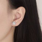 Beatutiful Pink Flower Shaped Stud Earrings 925 Sterling Silver Womens Jewellery