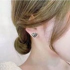 Checkerboard Heart Fashion Stud Earrings 925 Sterling Silver Women Jewellery UK