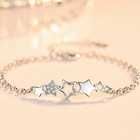 925 Sterling Silver Crystal Star Linked Charm Bracelet Women Jewellery Gift