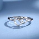 925 Sterling Silver Hollow Heart Linked Adjustable Ring Women Girls Jewellery UK