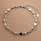 925 Sterling Silver Crystal Hollow Heart Linked Charm Bracelet Women Jewellery