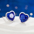 925 Sterling Silver Blue Heart Stud Earrings Jewellery Women Girls Gift UK