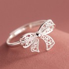 925 Sterling Silver Bow Tie Adjustable Ring Womens Girls Jewellery Gift UK