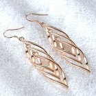 925 Sterling Silver Long Triple Leaf Drop Dangle Hook Earrings Women Jewellery