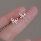 925 Sterling Silver Crystal Colourful Butterfly Stud Earrings Womens Jewellery
