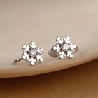Christmas Crystal Snowflake Ear Clip Cuff Earrings Silver Plt Jewellery Gift
