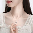 925 Sterling Silver Crystal Water Drop Heart Pendant Necklace Women Jewellery