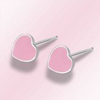 925 Sterling Silver Cute Pink Heart Stud Earrings Womens Girls Jewellery Gift
