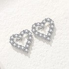Womens Girls 925 Sterling Silver Crystal Heart Stud Earrings Jewellery Gift UK