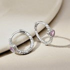 925 Sterling Silver Crystal Pink Heart Hoop Earrings Women Jewellery Gift UK