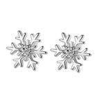 Crystal Snowflakes 925 Sterling Silver Stud Earrings Women Girls Christmas Gift