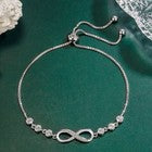 925 Sterling Silver Crystal Love Linked Charm Bracelet Women Jewellery Gift
