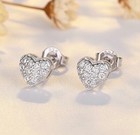 925 Sterling Silver Crystal Heart Stud Earrings Jewellery Women Girls Gift UK