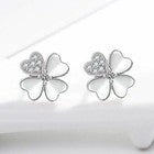 Womens Girls 925 Sterling Silver Crystal Heart Clover Stud Earrings Jewellery UK