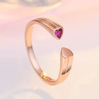 925 Sterling Silver Pink Crystal Heart Adjustable Ring Women Girls Jewellery