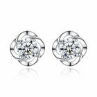 Women Girls Crystal Stone Clover Stud Earrings 925 Sterling Silver Jewellery UK