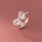 925 Sterling Silver Bow Tie Adjustable Ring Womens Girls Jewellery Gift UK