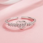 Women Girls 925 Sterling Silver Crystal Heart Adjustable Ring Jewellery Gift UK