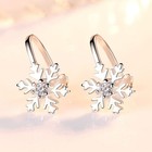 Lovely Crystal Snowflake Ear Clip Cuff Earrings 925 Sterling Silver Christmas