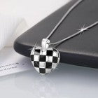 925 Sterling Silver Checkerboard Heart Pendant Necklace Women Jewellery Gift UK