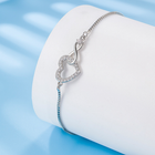 925 Sterling Silver Crystal Heart Fashion Adjustable Bracelet Women Jewellery