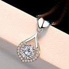 925 Sterling Silver Crystal Water Drop Heart Pendant Necklace Women Jewellery