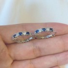 925 Sterling Silver Blue Crystal Hoop Earrings Jewellery Women Girls Gift UK
