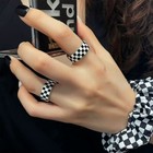 925 Sterling Silver Checkerboard Heart Adjustable Ring Jewellery Women Gift UK