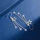 925 Sterling Silver Triple Star Drop Dangle Hook Earrings Women Jewellery Gift