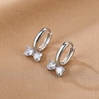 925 Sterling Silver Crystal Bow Hoop Earrings Women Girls Jewellery Gift