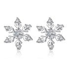 Crystal Snowflakes 925 Sterling Silver Stud Earrings Women Girls Christmas Gift