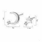 Crystal Moon Star Stud Earrings 925 Sterling Silver Women Girls Jewellery Gift
