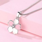 925 Sterling Silver Pink Flower Pendant Necklace Stud Earrings Womens Gift