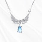 925 Sterling Silver Crystal Angel Wing Moonstone Pendant Necklace Jewellery Gift