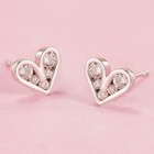 Womens Girls 925 Sterling Silver Crystal Heart Stud Earrings Jewellery Gift UK