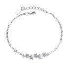 925 Sterling Silver Crystal Star Linked Charm Bracelet Women Girls Jewellery UK
