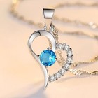 Women Crystal Heart Pendant Chain Necklace 925 Sterling Silver Jewellery Gift UK