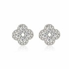 925 Sterling Silver Crystal Clover Stud Earrings Womens Girls Jewellery Gift