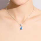 925 Sterling Silver Crystal Heart Water Drop Pendant Necklace Womens Jewellery