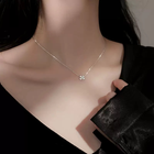 925 Sterling Silver Crystal Clover Flower Pendant Necklace Women Jewellery Gift