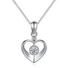 925 Sterling Silver Crystal Love Heart Pendant Necklace Women Jewellery Gift UK